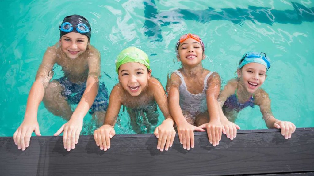 kids swimming in salt water pool